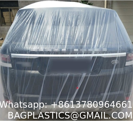 Disposable Car Covers，12.5 x 21.7ft Universal Clear Plastic Car Cover，Disposable Full Exterior Covers Elastic