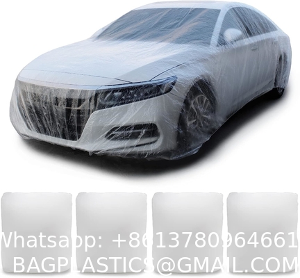 Disposable Car Covers，12.5 x 21.7ft Universal Clear Plastic Car Cover，Disposable Full Exterior Covers Elastic