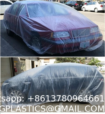 Disposable Car Covers，12.5 x 21.7ft Universal Clear Plastic Car Cover，Disposable Full Exterior Covers Elastic