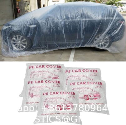 Disposable Car Covers，12.5 x 21.7ft Universal Clear Plastic Car Cover，Disposable Full Exterior Covers Elastic