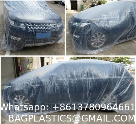 Disposable Car Covers，12.5 x 21.7ft Universal Clear Plastic Car Cover，Disposable Full Exterior Covers Elastic