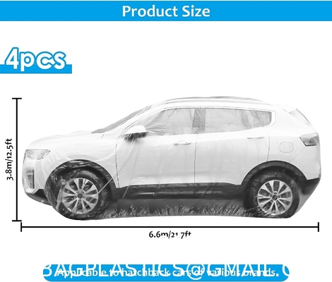 Disposable Car Covers，12.5 x 21.7ft Universal Clear Plastic Car Cover，Disposable Full Exterior Covers Elastic