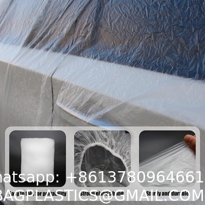 Disposable Car Covers，12.5 x 21.7ft Universal Clear Plastic Car Cover，Disposable Full Exterior Covers Elastic
