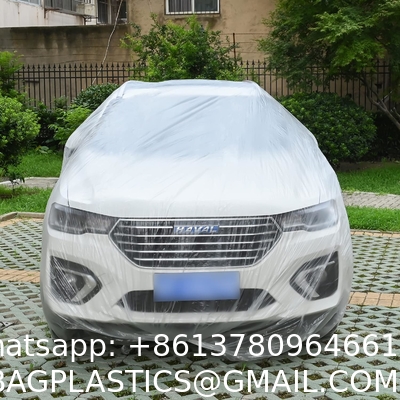 Disposable Car Covers，12.5 x 21.7ft Universal Clear Plastic Car Cover，Disposable Full Exterior Covers Elastic