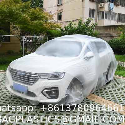Disposable Car Covers，12.5 x 21.7ft Universal Clear Plastic Car Cover，Disposable Full Exterior Covers Elastic