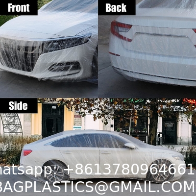 Disposable Car Covers，12.5 x 21.7ft Universal Clear Plastic Car Cover，Disposable Full Exterior Covers Elastic