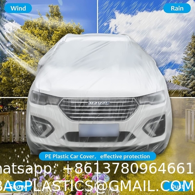Disposable Car Covers，12.5 x 21.7ft Universal Clear Plastic Car Cover，Disposable Full Exterior Covers Elastic