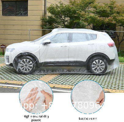 Disposable Car Covers，12.5 x 21.7ft Universal Clear Plastic Car Cover，Disposable Full Exterior Covers Elastic