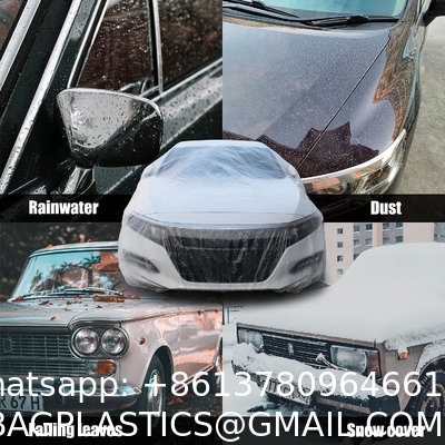 Disposable Car Covers，12.5 x 21.7ft Universal Clear Plastic Car Cover，Disposable Full Exterior Covers Elastic