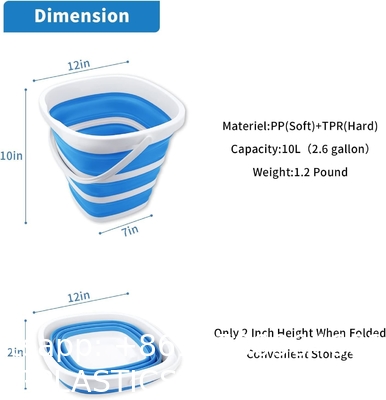 Collapsible Plastic Bucket with 1.32 Gallon (5L) Each, Foldable Round Tub, Space Saving Outdoor Waterpot for Garden