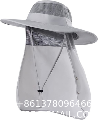 Fishing Hat for Men，Outdoor Sun Hat UPF50+ Mesh Wide Brim Fishing Hat with Neck Flap