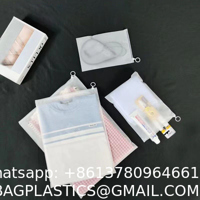 Custom Matte Frosted Bio Clothing Bag With Pull Ring Horizontal Sealable Sustainable Zipper Pouch Bags For Clothing