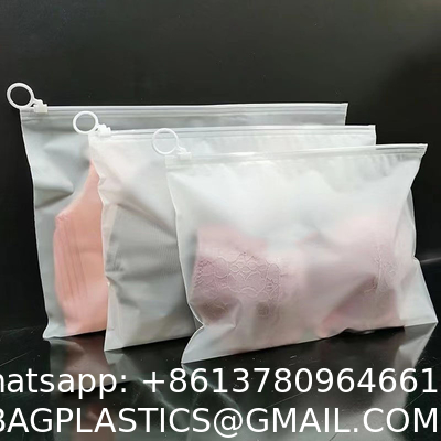 Custom Matte Frosted Bio Clothing Bag With Pull Ring Horizontal Sealable Sustainable Zipper Pouch Bags For Clothing