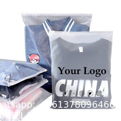 Customized White Matte Frosted Peva Zipper Slider Plastic Bags Waterproof With Your Logo For Clothing Hoodies Packaging