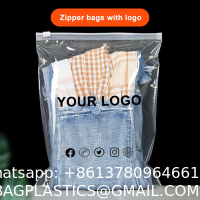 Customized White Matte Frosted Peva Zipper Slider Plastic Bags Waterproof With Your Logo For Clothing Hoodies Packaging