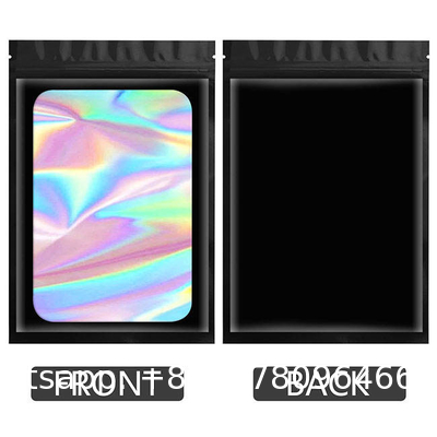 Resealable Ziplock Small Business Sealable Plastic Bag Custom Print White Black Pink Holographic Mylar Packaging