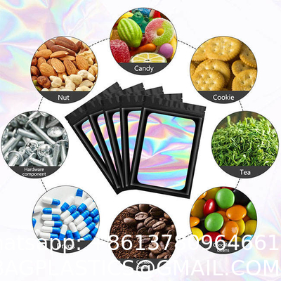 Resealable Ziplock Small Business Sealable Plastic Bag Custom Print White Black Pink Holographic Mylar Packaging