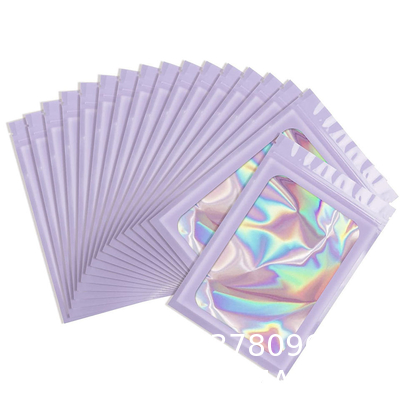 Resealable Ziplock Small Business Sealable Plastic Bag Custom Print White Black Pink Holographic Mylar Packaging