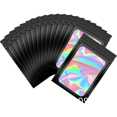 Resealable Ziplock Small Business Sealable Plastic Bag Custom Print White Black Pink Holographic Mylar Packaging
