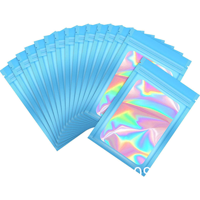 Resealable Ziplock Small Business Sealable Plastic Bag Custom Print White Black Pink Holographic Mylar Packaging