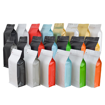 Custom Printed Resealable Packaging Aluminum Foil Flat Bottom Stand Up Pouch 1lb Coffee Bean Bag With One Way Valve