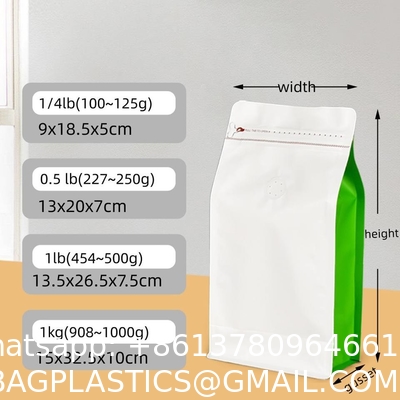 Custom Printed Resealable Packaging Aluminum Foil Flat Bottom Stand Up Pouch 1lb Coffee Bean Bag With One Way Valve