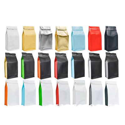 Custom Printed Resealable Packaging Aluminum Foil Flat Bottom Stand Up Pouch 1lb Coffee Bean Bag With One Way Valve