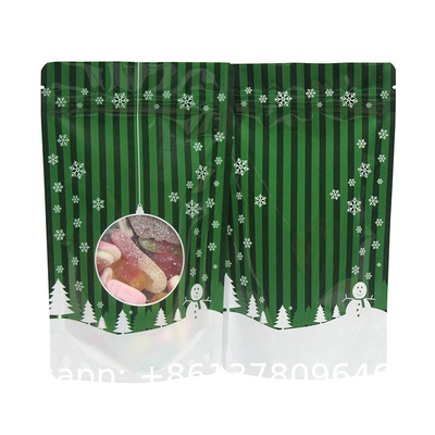 Custom New Year Merry Christmas Zip Lock Bag Plastic Gift Packaging Bag Candy Sweet Cookie Food Stand Up Pouch