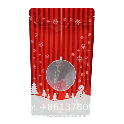 Custom New Year Merry Christmas Zip Lock Bag Plastic Gift Packaging Bag Candy Sweet Cookie Food Stand Up Pouch