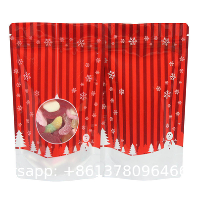 Custom New Year Merry Christmas Zip Lock Bag Plastic Gift Packaging Bag Candy Sweet Cookie Food Stand Up Pouch
