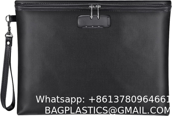 Fireproof and Waterproof Money Bag with Zipper Closure, Storage Pouch for A4 Letter Size Document, Cash, Cell Phone