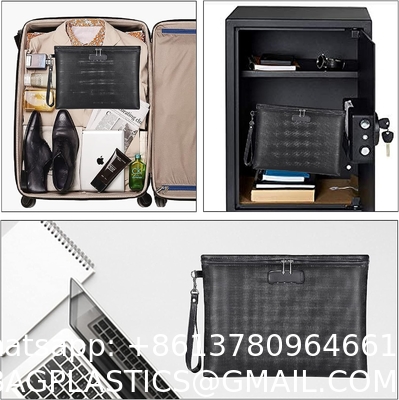 Fireproof and Waterproof Money Bag with Zipper Closure, Storage Pouch for A4 Letter Size Document, Cash, Cell Phone