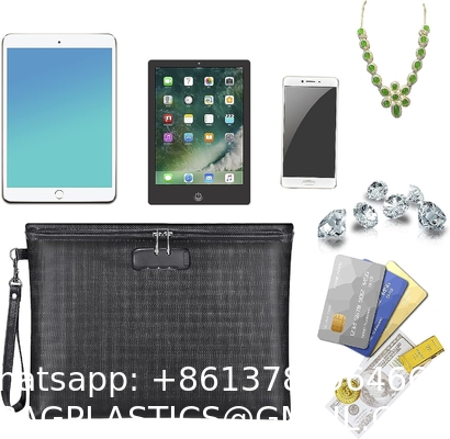 Fireproof and Waterproof Money Bag with Zipper Closure, Storage Pouch for A4 Letter Size Document, Cash, Cell Phone