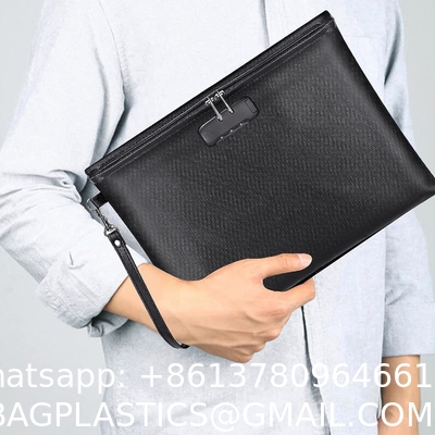 Fireproof and Waterproof Money Bag with Zipper Closure, Storage Pouch for A4 Letter Size Document, Cash, Cell Phone