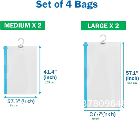 Travel Hanger Space Saver Bags Vacuum Storage, with Sizes Medium to Large, Sealer Bag Roll-up and Cacuum Compression