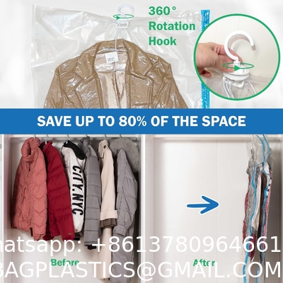 Travel Hanger Space Saver Bags Vacuum Storage, with Sizes Medium to Large, Sealer Bag Roll-up and Cacuum Compression