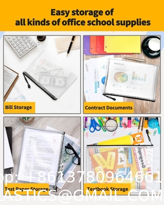 Mesh Zipper Pouch, Waterproof Zipper Bags, 8 Sizes Waterproof Plastic Document Pouch, 8 Colors, Multipurpose