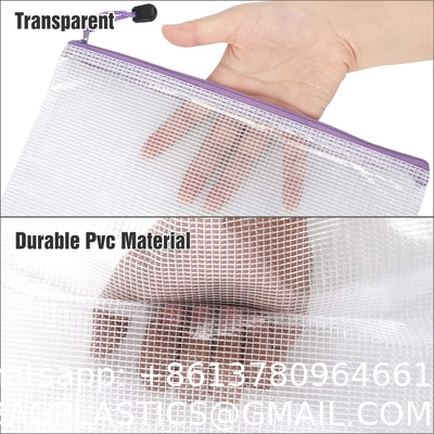 Mesh Zipper Pouch, Waterproof Zipper Bags, 8 Sizes Waterproof Plastic Document Pouch, 8 Colors, Multipurpose