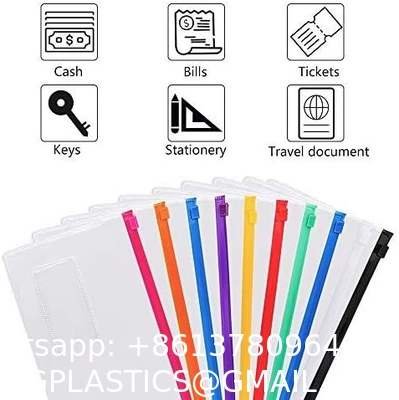 Poly Zip Envelope,Plastic Envelope,Reusable Envelopes, 9 x 4.7 Inches, A6 Size, 10 Colors, for Office Supplies