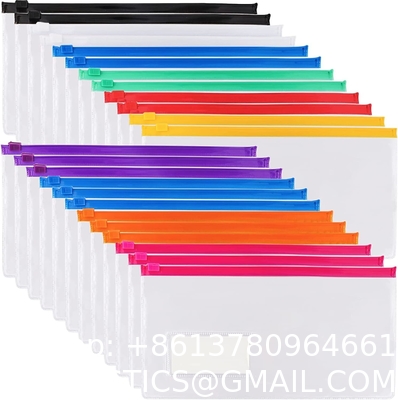 Poly Zip Envelope,Plastic Envelope,Reusable Envelopes, 9 x 4.7 Inches, A6 Size, 10 Colors, for Office Supplies