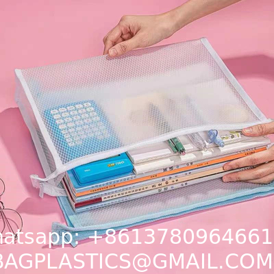 Sustainable Zipper Checkered Document Bag, Archives, Documents, Supplies, Bills, Inspection Data, Dustproof Storage