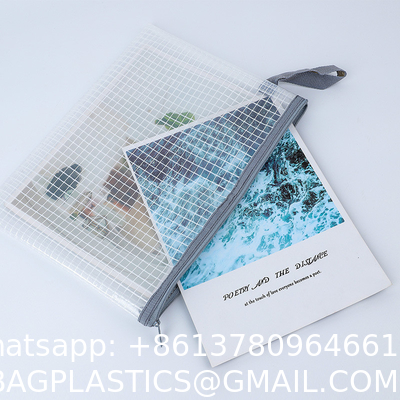 Sustainable Zipper Checkered Document Bag, Archives, Documents, Supplies, Bills, Inspection Data, Dustproof Storage