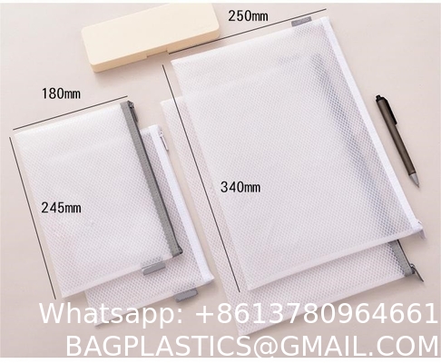 Mesh Zipper Bag A4 Student Subject Bag Bill Transparent Waterproof Plastic Data Bag Wholesale
