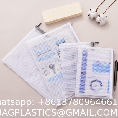 Mesh Zipper Bag A4 Student Subject Bag Bill Transparent Waterproof Plastic Data Bag Wholesale