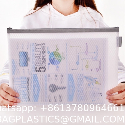 Mesh Zipper Bag A4 Student Subject Bag Bill Transparent Waterproof Plastic Data Bag Wholesale