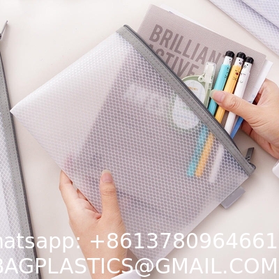 Mesh Zipper Bag A4 Student Subject Bag Bill Transparent Waterproof Plastic Data Bag Wholesale