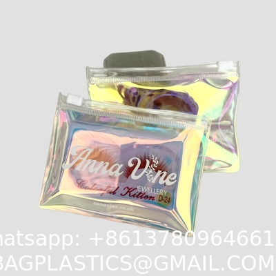 Custom Logo Earring Necklace Packaging Zipper Bag Clear/Transparent Pvc Jewelry Cosmetic Ziplock Bag