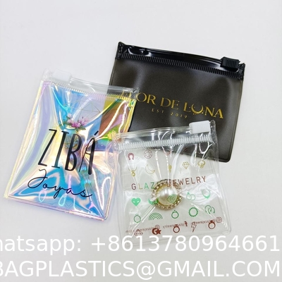 Custom Logo Earring Necklace Packaging Zipper Bag Clear/Transparent Pvc Jewelry Cosmetic Ziplock Bag