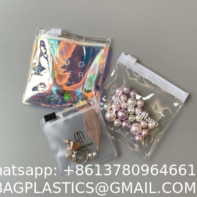 Custom Logo Earring Necklace Packaging Zipper Bag Clear/Transparent Pvc Jewelry Cosmetic Ziplock Bag