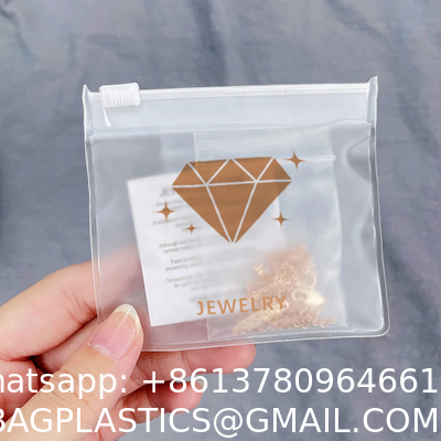 Custom Logo Earring Necklace Packaging Zipper Bag Clear/Transparent Pvc Jewelry Cosmetic Ziplock Bag